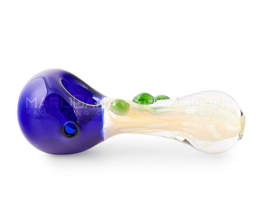 Color Pull & Fumed Spoon Hand Pipe w/ Triple Knockers | 4.5in Long - Glass - Assorted