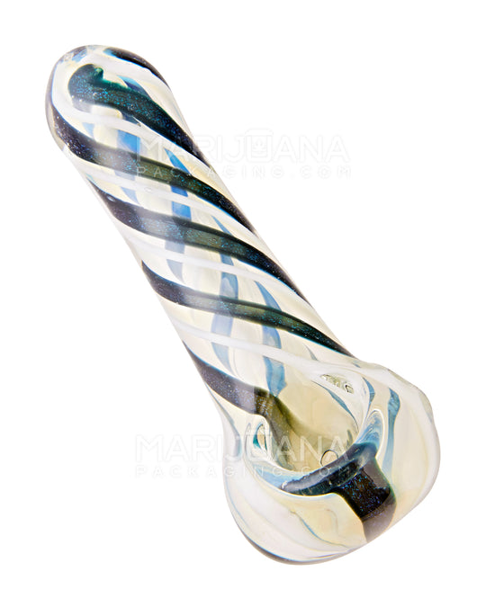 Spiral & Fumed Spoon Hand Pipe w/ Ribboning | 4.5in Long - Glass - Assorted