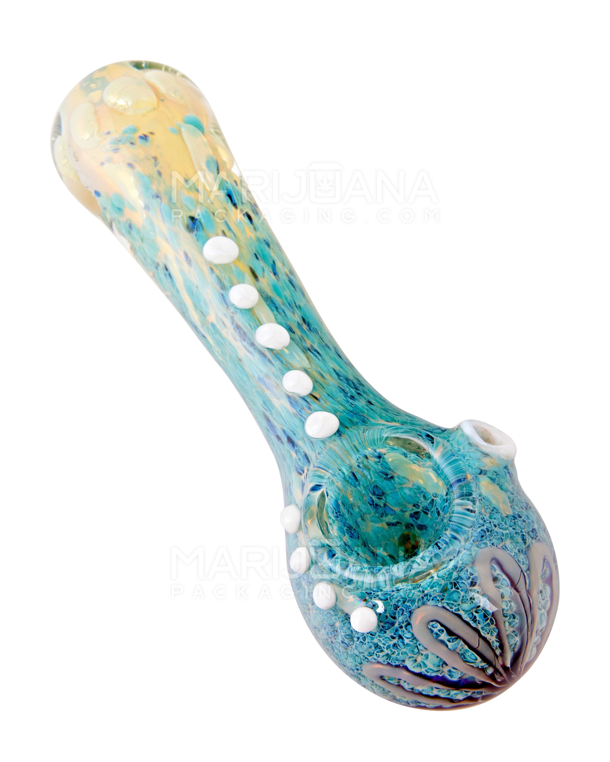 Frit & Swirl Spoon Hand Pipe w/ Multi Knockers | 5in Long - Glass - Assorted - 1