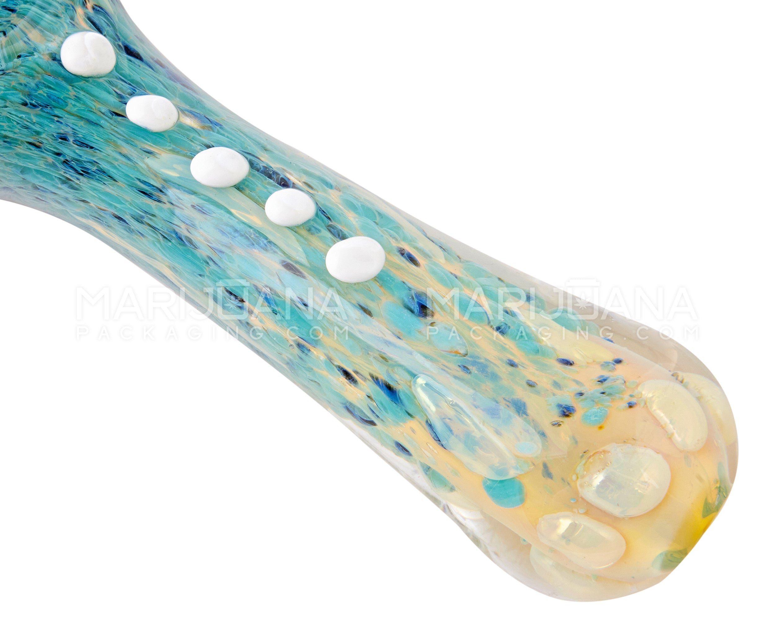 Frit & Swirl Spoon Hand Pipe w/ Multi Knockers | 5in Long - Glass - Assorted - 3