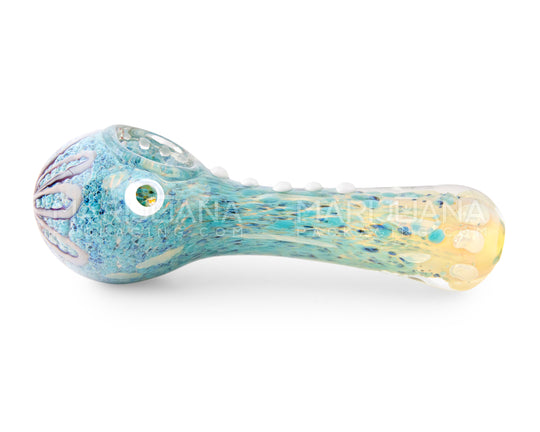 Frit & Swirl Spoon Hand Pipe w/ Multi Knockers | 5in Long - Glass - Assorted - 4