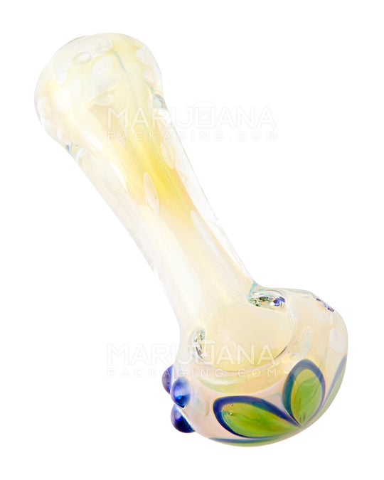 Swirl & Fumed Bubble Trap Spoon Hand Pipe w/ Triple Knockers | 5in Long - Glass - Assorted