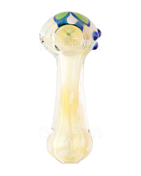 Swirl & Fumed Bubble Trap Spoon Hand Pipe w/ Triple Knockers | 5in Long - Glass - Assorted