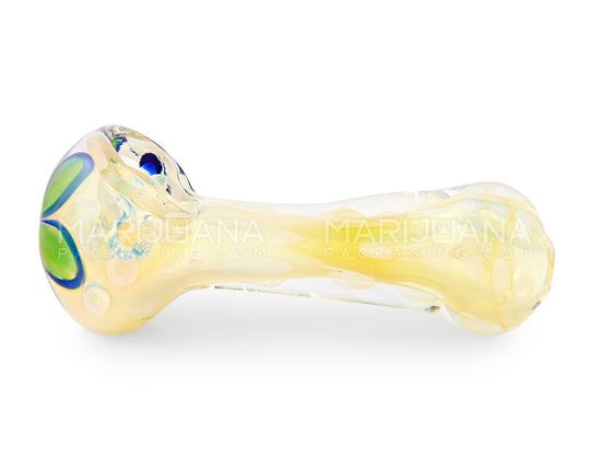 Swirl & Fumed Bubble Trap Spoon Hand Pipe w/ Triple Knockers | 5in Long - Glass - Assorted