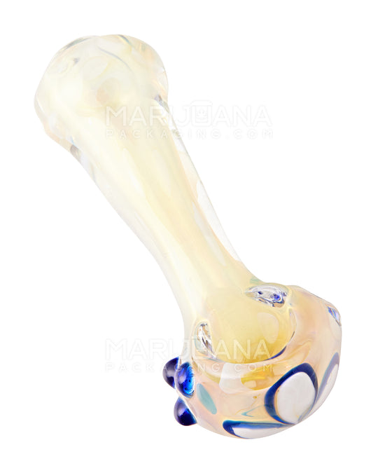 Swirl & Fumed Bubble Trap Spoon Hand Pipe w/ Triple Knockers | 5in Long - Glass - Assorted