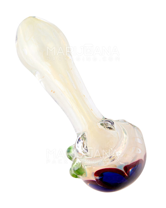 Swirl & Fumed Bubble Trap Spoon Hand Pipe w/ Triple Knockers | 5in Long - Glass - Assorted