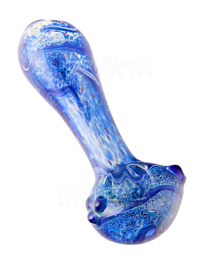 Frit & Fumed Spiral Spoon Hand Pipe w/ Triple Knockers | 4.5in Long - Glass - Assorted Image