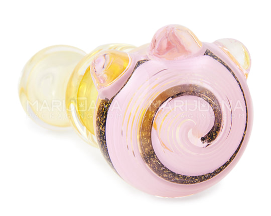 Frit & Fumed Swirl Spoon Hand Pipe w/ Triple Knockers | 4.5in Long - Glass - Assorted