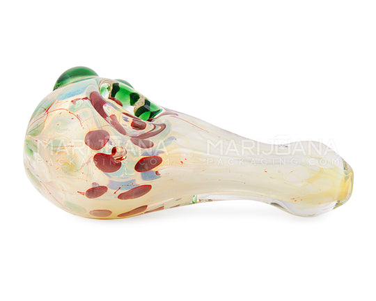 Swirl & Fumed Spotted Spoon Hand Pipe w/ Knockers | 4.5in Long - Glass - Assorted