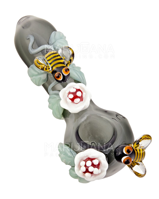 Leaf And Bee Spoon Hand Pipe | 5in Long - Glass - Smoke