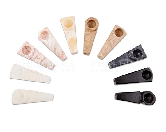 Medium Marble Rectangle Spoon Hand Pipes | 2.75in Long - Marble Stone - Assorted