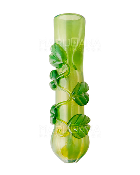 Fumed Leaf Design Chillum Hand Pipe | 3.5in Long - Glass - Assorted