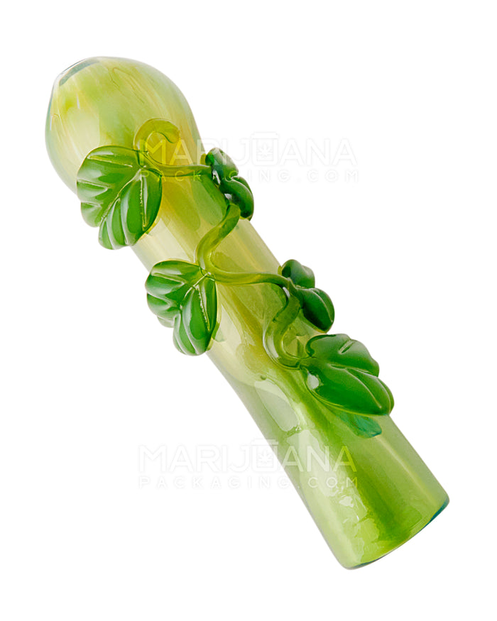 Fumed Leaf Design Chillum Hand Pipe | 3.5in Long - Glass - Assorted Image