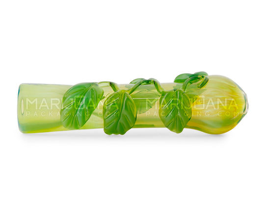 Fumed Leaf Design Chillum Hand Pipe | 3.5in Long - Glass - Assorted