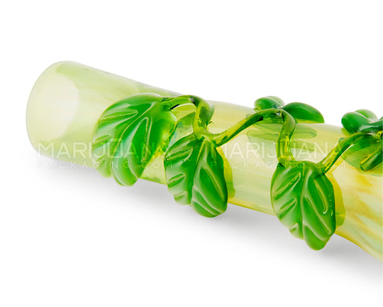 Fumed Leaf Design Chillum Hand Pipe | 3.5in Long - Glass - Assorted