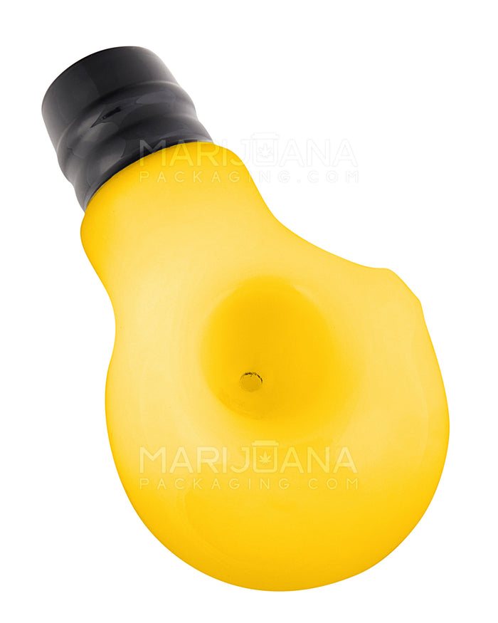 Lightbulb Style Hand Pipe | 4.5in Long - Glass - Yellow Image