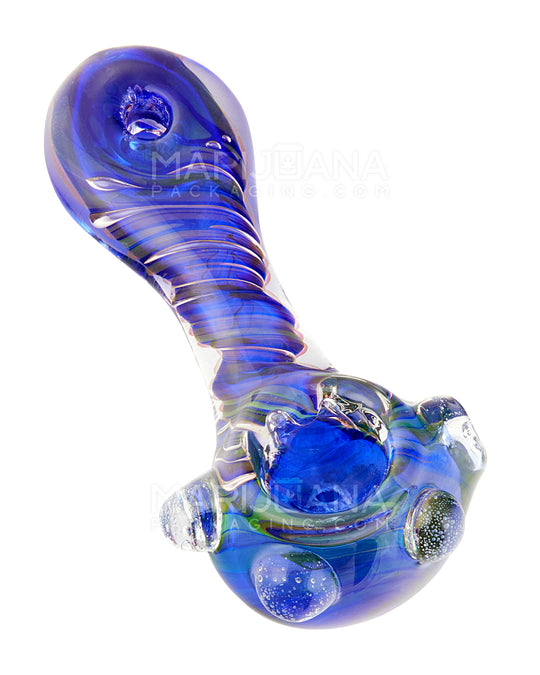 Twist Pull Horseshoe Hand Pipe w/ Triple Knockers | 5in Long - Glass - Assorted - 1