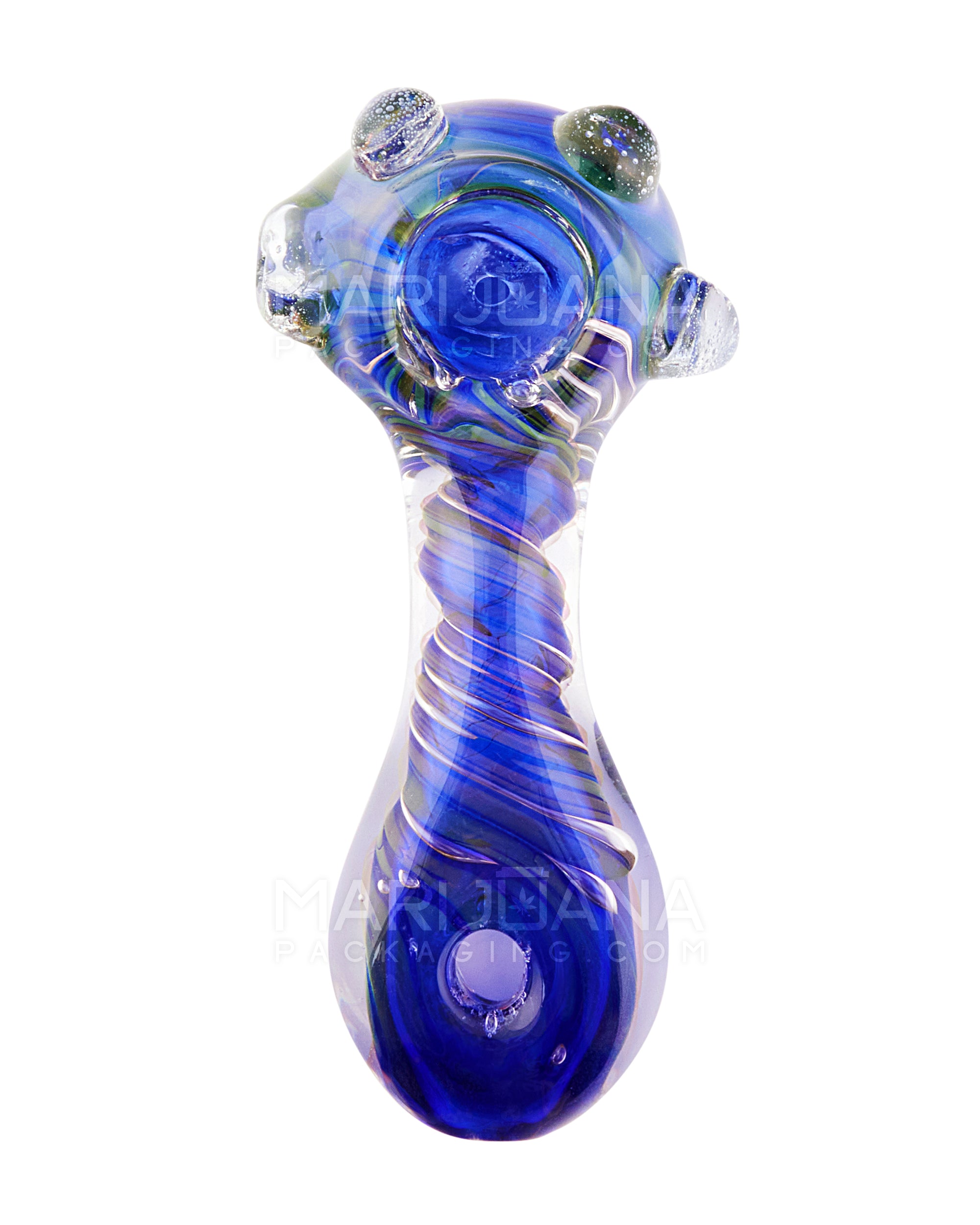 Twist Pull Horseshoe Hand Pipe w/ Triple Knockers | 5in Long - Glass - Assorted - 2