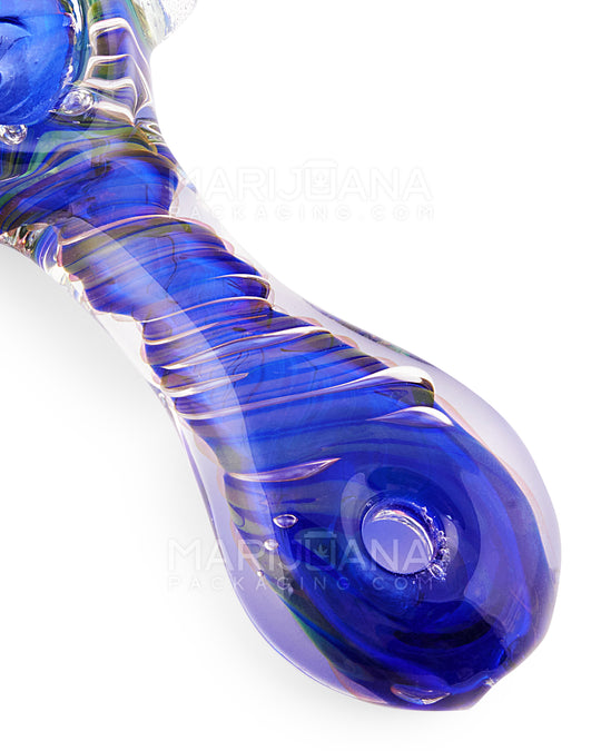 Twist Pull Horseshoe Hand Pipe w/ Triple Knockers | 5in Long - Glass - Assorted - 5