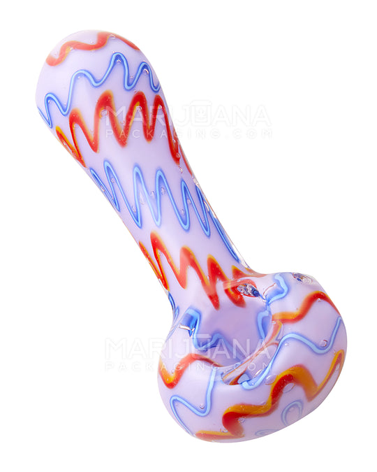 Pink Scratch Design Thick Hand Pipe | 4.5in Long - Glass - Assorted