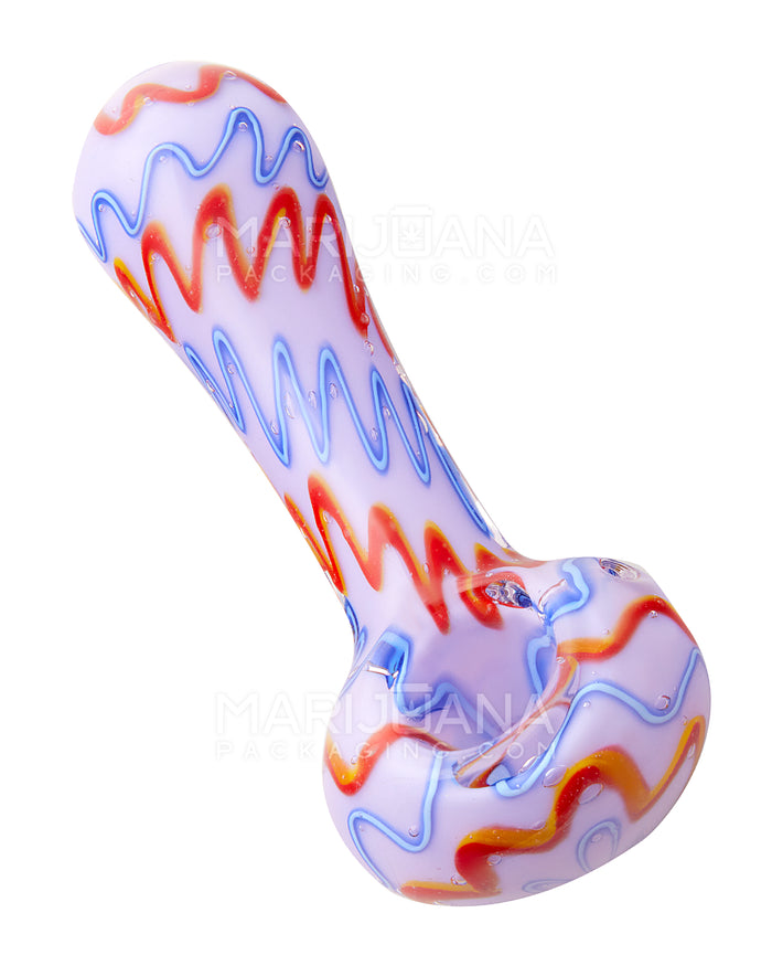 Pink Scratch Design Thick Hand Pipe | 4.5in Long - Glass - Assorted Image