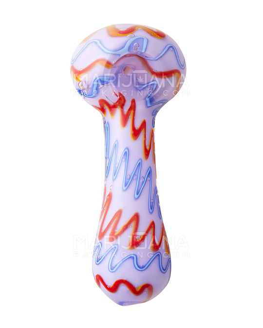 Pink Scratch Design Thick Hand Pipe | 4.5in Long - Glass - Assorted