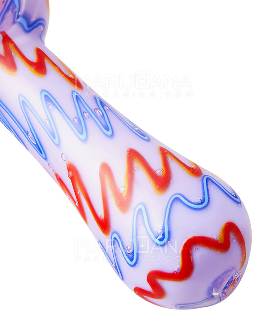 Pink Scratch Design Thick Hand Pipe | 4.5in Long - Glass - Assorted