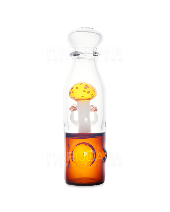 Mushroom In Bottle Steamroller Hand Pipe | 5.5in Long - Glass - Amber Image