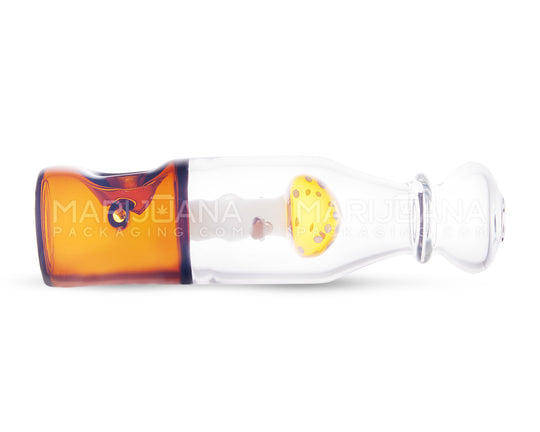 Mushroom In Bottle Steamroller Hand Pipe | 5.5in Long - Glass - Amber