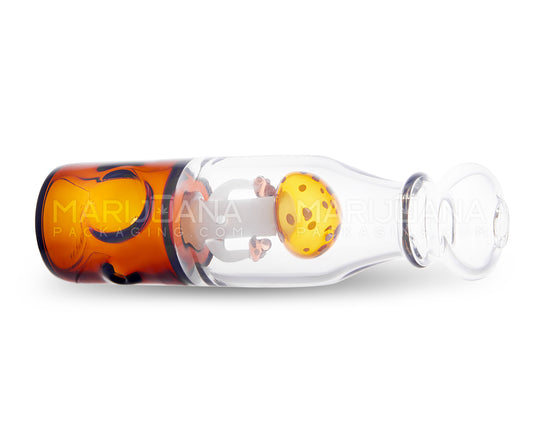 Mushroom In Bottle Steamroller Hand Pipe | 5.5in Long - Glass - Amber