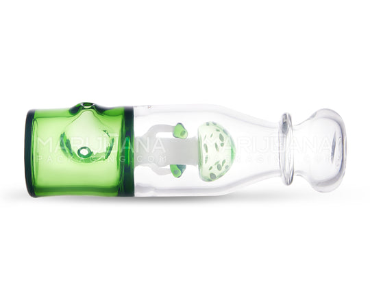 Mushroom In Bottle Steamroller Hand Pipe | 5.5in Long - Glass - Green