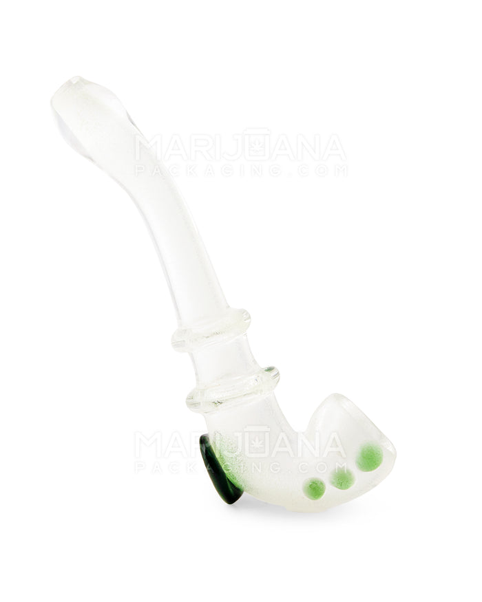 Glow-in-the-Dark | Double Ringed Long Sherlock Hand Pipe w/ Triple Knockers | 6in Long - Glass - Assorted Image