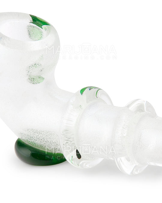 Glow-in-the-Dark | Double Ringed Long Sherlock Hand Pipe w/ Triple Knockers | 6in Long - Glass - Assorted