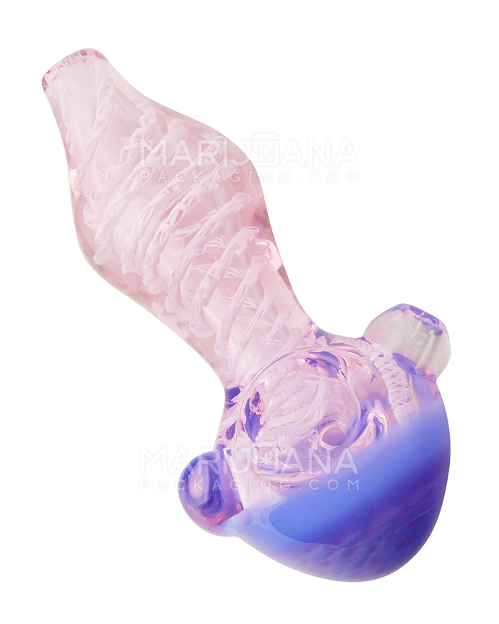 Ribboned Striped Honeycomb Bowl Hand Pipe | 4.5in Long - Glass - Assorted Image