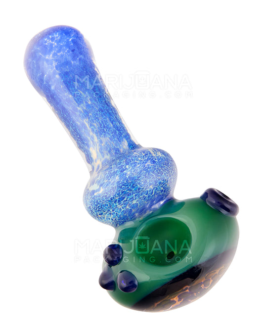 Frit & Fumed Window Spoon Hand Pipe w/ Speckles & Triple Knockers | 4.75in Long - Glass - Assorted - 1