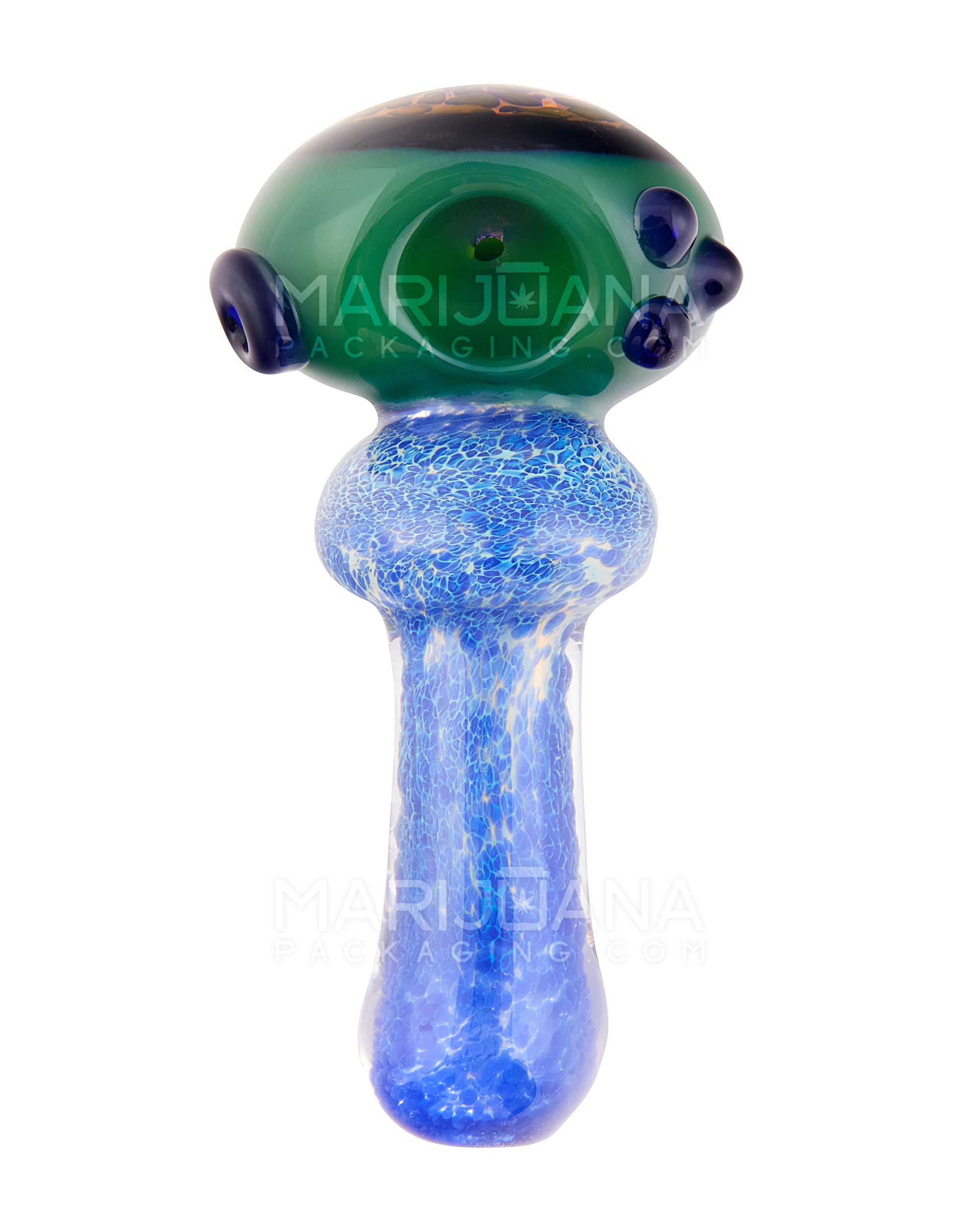 Frit & Fumed Window Spoon Hand Pipe w/ Speckles & Triple Knockers | 4.75in Long - Glass - Assorted - 2