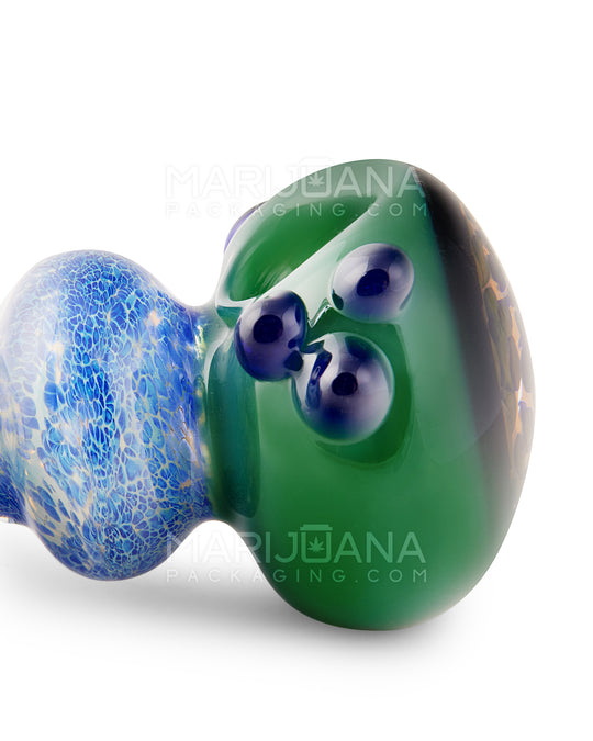 Frit & Fumed Window Spoon Hand Pipe w/ Speckles & Triple Knockers | 4.75in Long - Glass - Assorted - 6