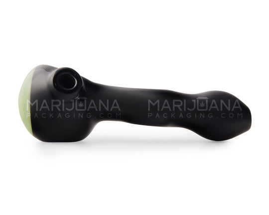 Horsehoe Mouthpiece Spoon Hand Pipe w/ Triple Knockers | 5.25in Long - Glass - Black