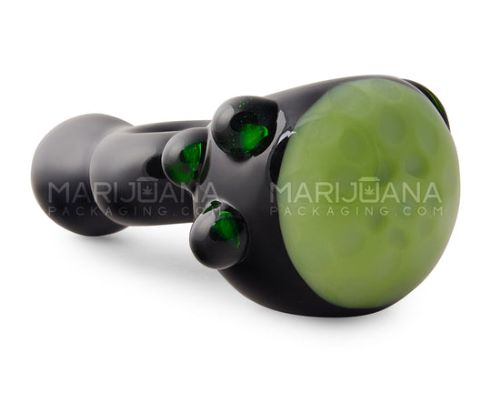 Horsehoe Mouthpiece Spoon Hand Pipe w/ Triple Knockers | 5.25in Long - Glass - Black