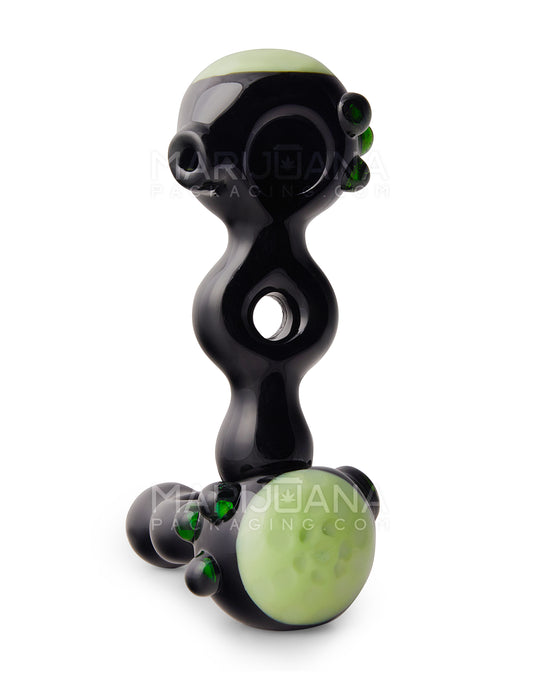 Horsehoe Mouthpiece Spoon Hand Pipe w/ Triple Knockers | 5.25in Long - Glass - Black