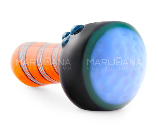 Frit Swirl Honeycomb Bowl Hand Pipe w/ Triple Mini Knockers | 4.25in Long - Glass - Assorted