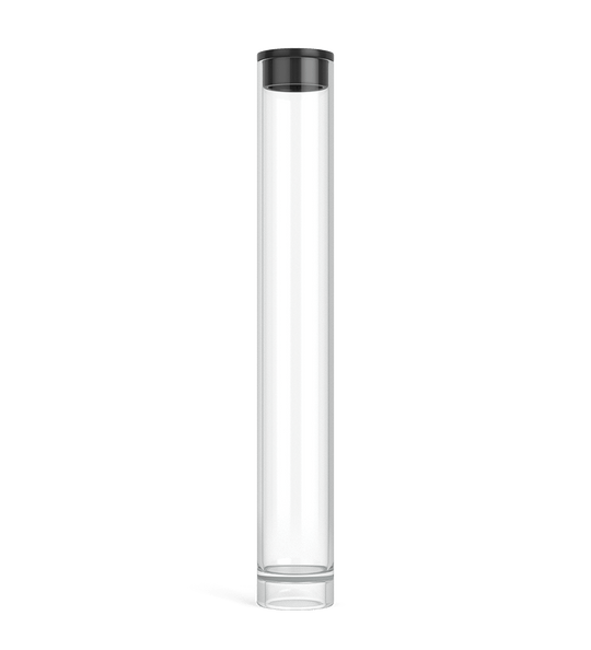 Buttonless Vape Cartridge Tube w/ Black Cap | 86mm - Clear Plastic - 500 Count - 1