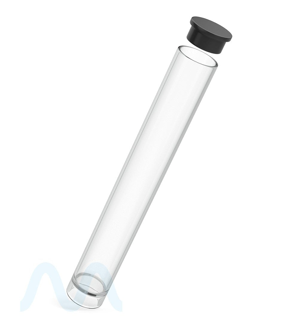 Buttonless Vape Cartridge Tube w/ Black Cap | 86mm - Clear Plastic - 500 Count - 5