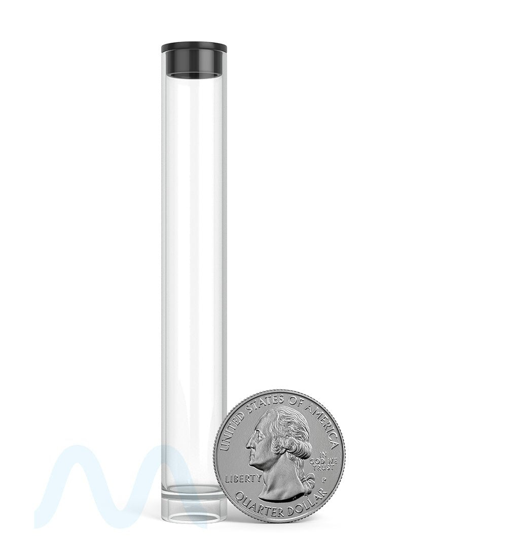 Buttonless Vape Cartridge Tube w/ Black Cap | 86mm - Clear Plastic - 500 Count - 7