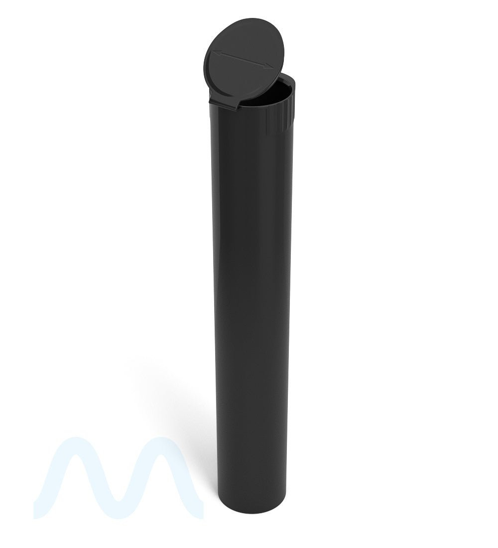 Child Resistant | King Size Pop Top Opaque Plastic USA Pre - Roll Tubes (Open) | 116mm - Black - 1000 Count - 8