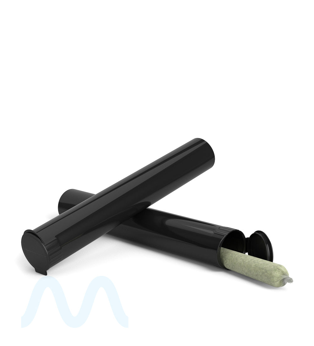Child Resistant | King Size Pop Top Opaque Plastic USA Pre - Roll Tubes (Open) | 116mm - Black - 1000 Count - 10