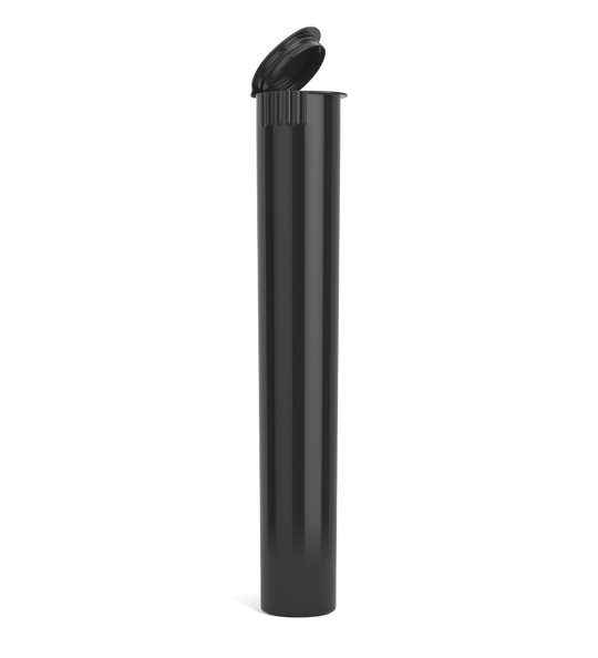 Child Resistant | King Size Pop Top Opaque Plastic Pre - Roll Tubes | 116mm - Black - 1000 Count - 1