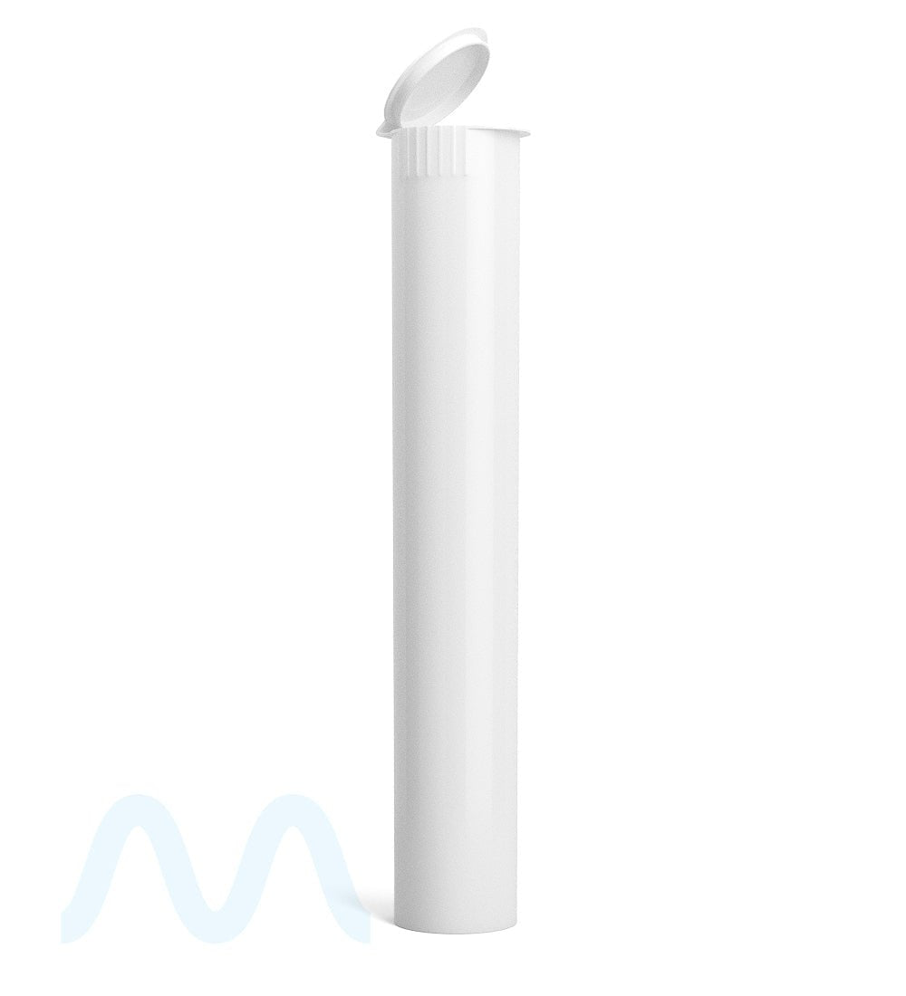Child Resistant | King Size Pop Top Opaque Plastic USA Pre - Roll Tubes (Open) | 116mm - White - 1000 Count - 1