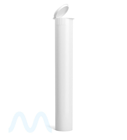 Child Resistant | King Size Pop Top Opaque Plastic USA Pre - Roll Tubes (Open) | 116mm - White - 1000 Count - 1