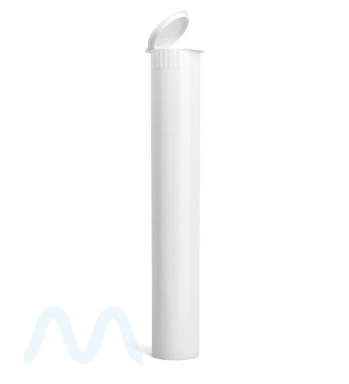 Child Resistant | King Size Pop Top Opaque Plastic USA Pre-Roll Tubes (Open) | 116mm - White - 1000 Count Image